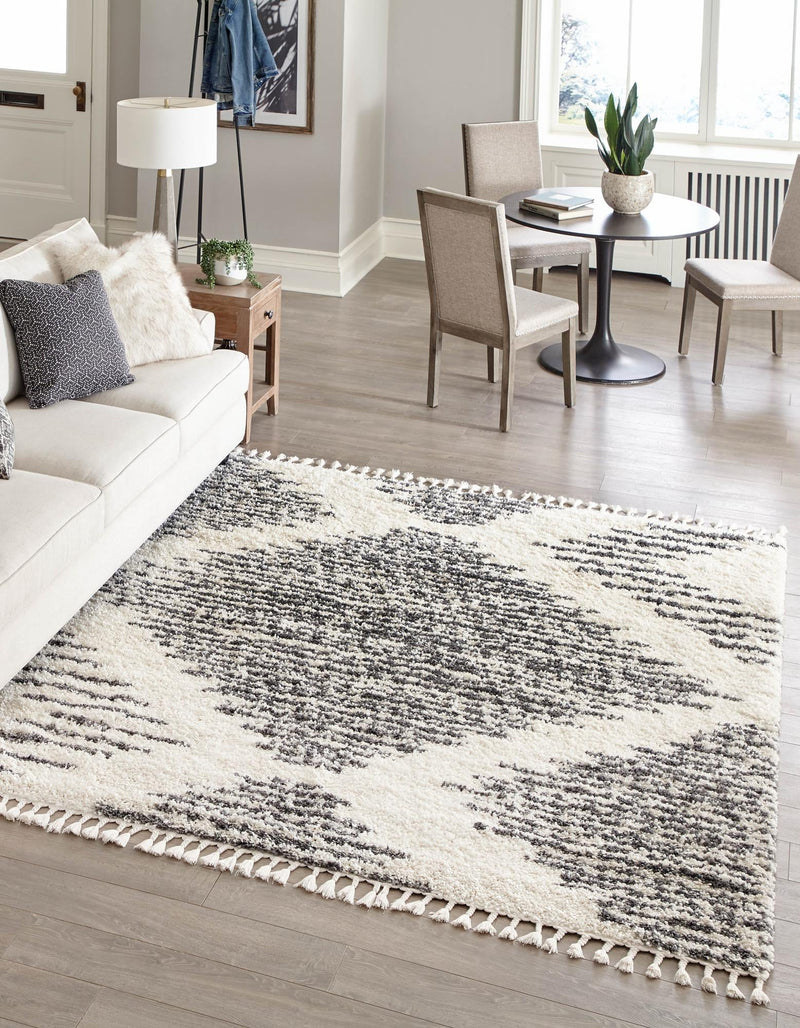 Tranquil Tides Shag Collection Area Rug - Azure Square White lifestyle 43