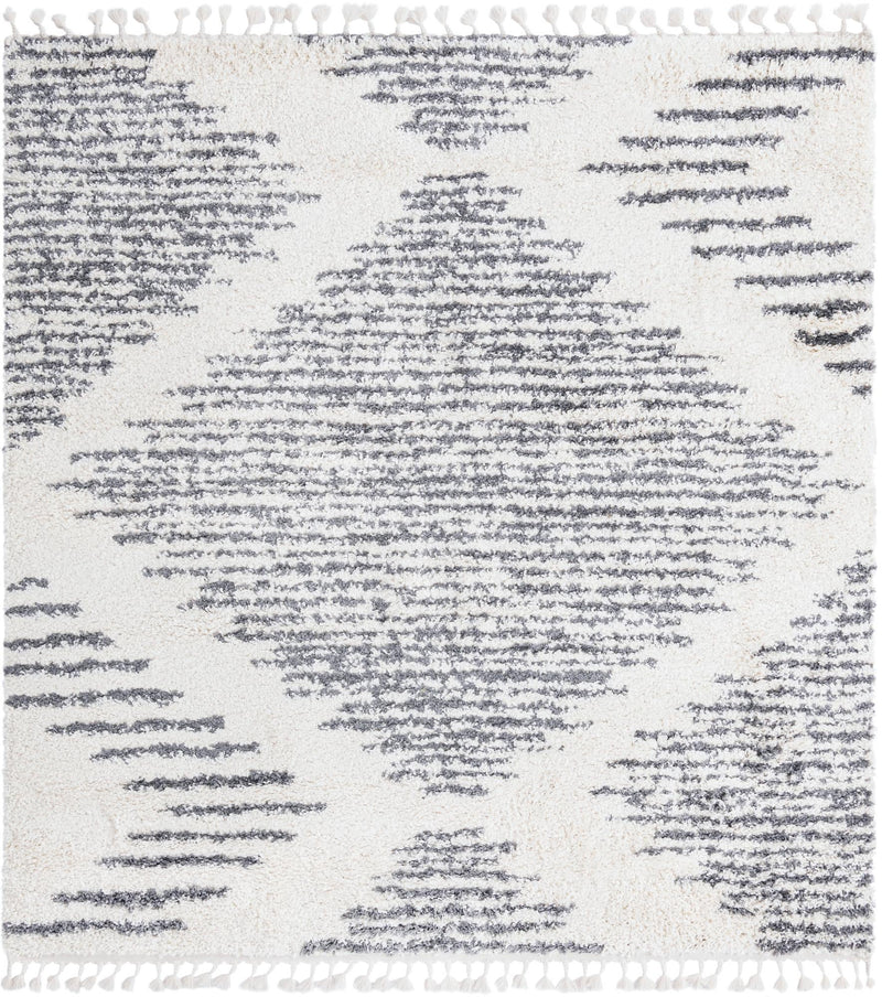 Tranquil Tides Shag Collection Area Rug - Azure Square White lifestyle 36
