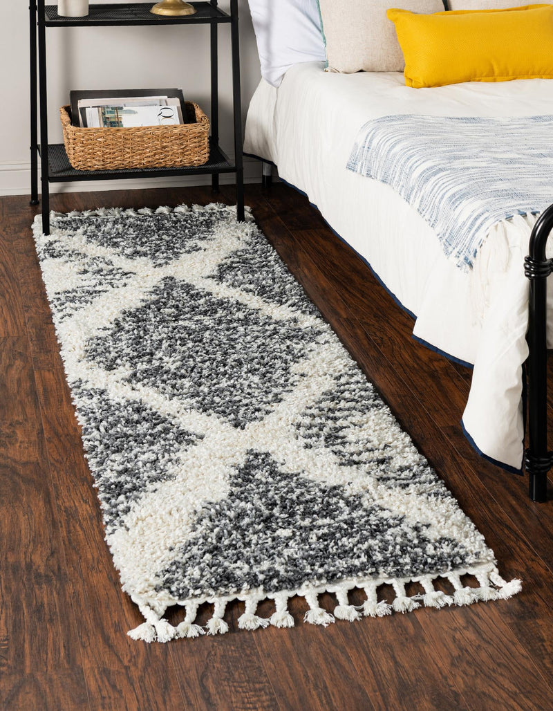 Tranquil Tides Shag Collection Area Rug - Azure Runner White lifestyle 52