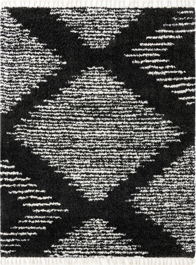 Tranquil Tides Shag Collection Area Rug - Azure Rectangle Black and White lifestyle 2