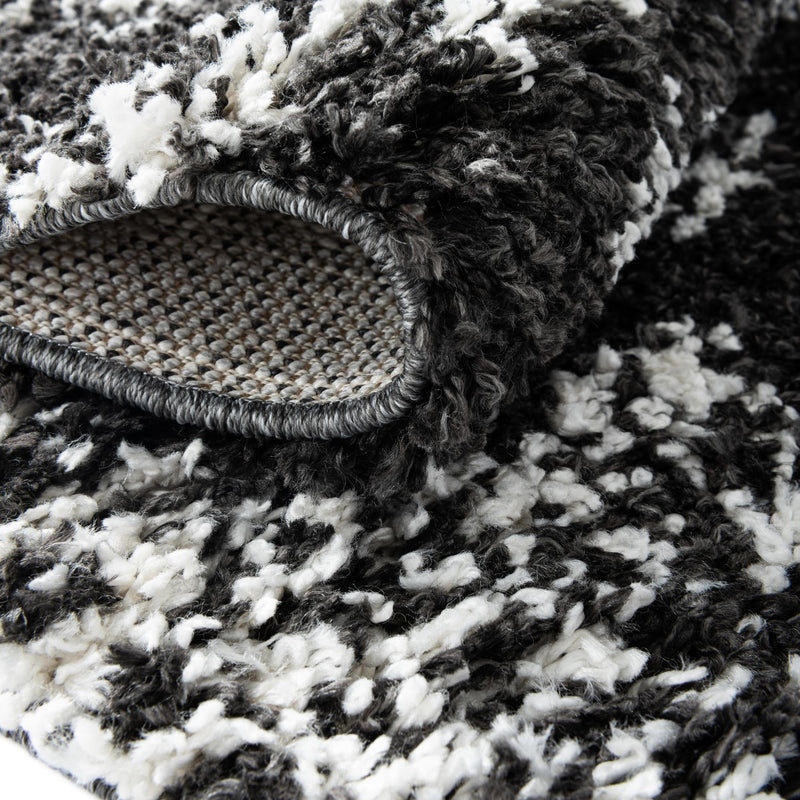 Tranquil Tides Shag Collection Area Rug - Azure Rectangle Black and White lifestyle 14