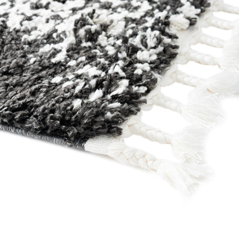 Tranquil Tides Shag Collection Area Rug - Azure Rectangle Black and White lifestyle 17