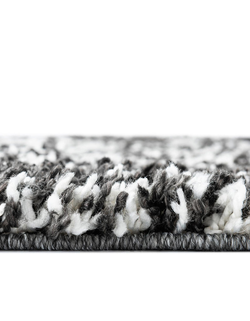 Tranquil Tides Shag Collection Area Rug - Azure Round Black and White lifestyle 83