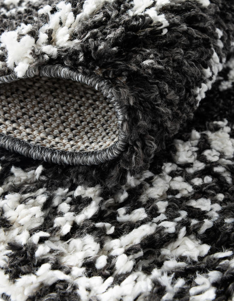 Tranquil Tides Shag Collection Area Rug - Azure Round Black and White lifestyle 87