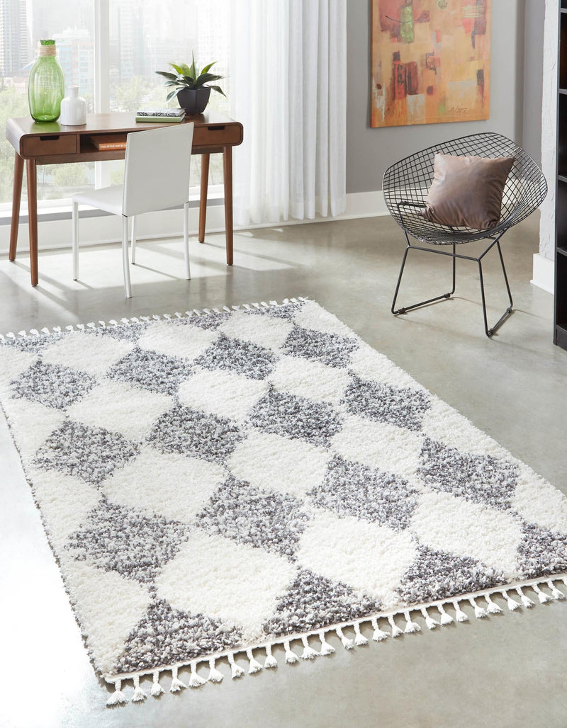 Tranquil Tides Shag Collection Area Rug - Pebble Rectangle White lifestyle 4