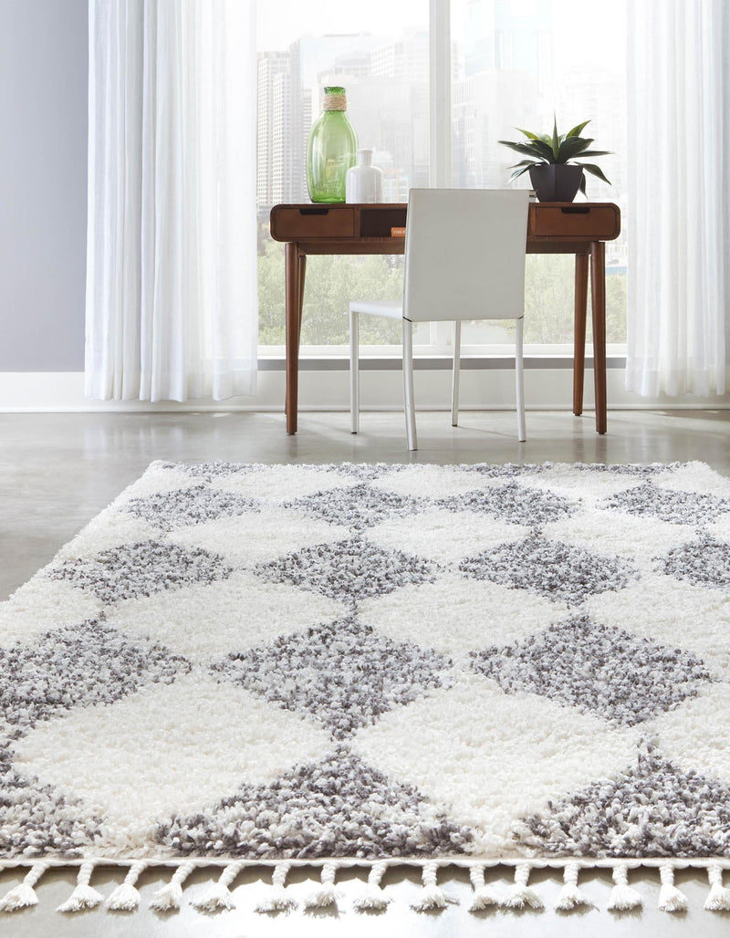 Tranquil Tides Shag Collection Area Rug - Pebble Rectangle White lifestyle 7
