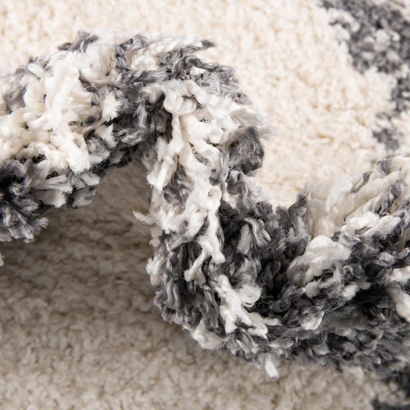 Tranquil Tides Shag Collection Area Rug - Pebble Round White lifestyle 78