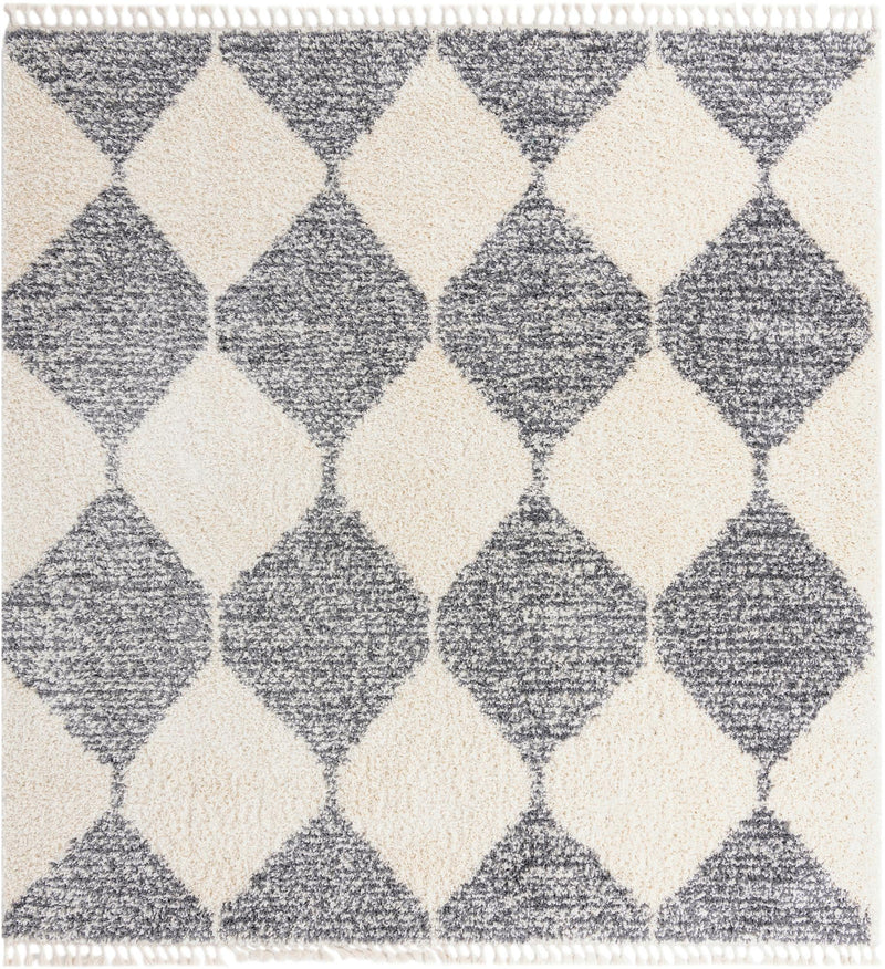 Tranquil Tides Shag Collection Area Rug - Pebble Square White lifestyle 37