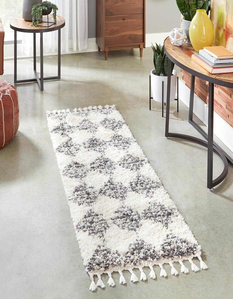 Tranquil Tides Shag Collection Area Rug - Pebble Runner White lifestyle 46