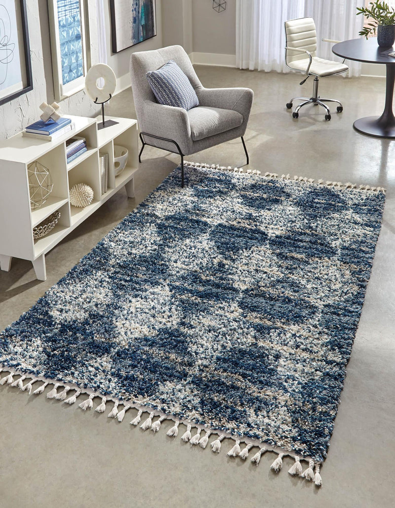 Tranquil Tides Shag Collection Area Rug - Pebble Rectangle Blue lifestyle 6