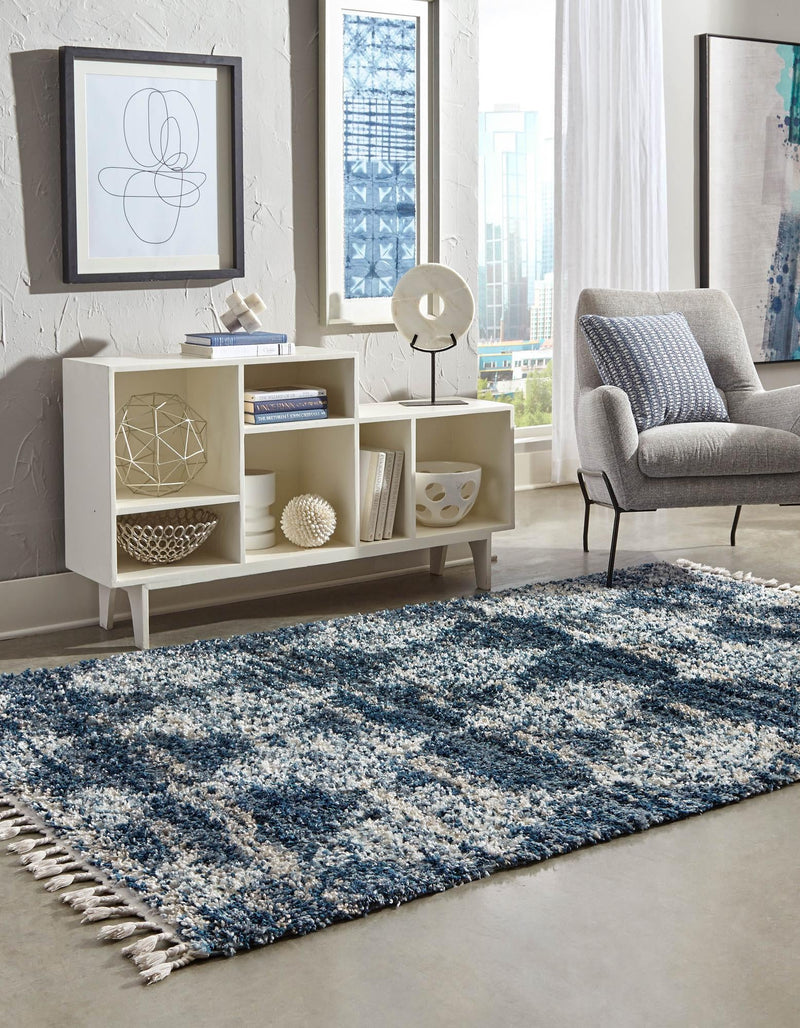 Tranquil Tides Shag Collection Area Rug - Pebble Rectangle Blue lifestyle 9