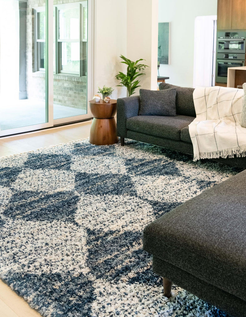 Tranquil Tides Shag Collection Area Rug - Pebble Rectangle Blue lifestyle 10