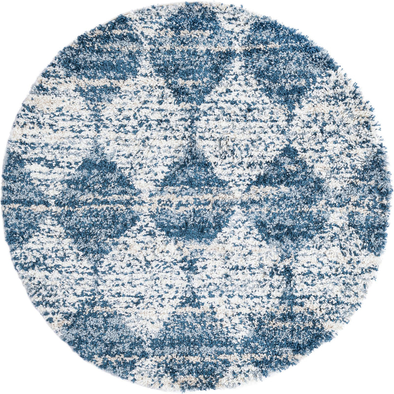 Tranquil Tides Shag Collection Area Rug - Pebble Round Blue lifestyle 42