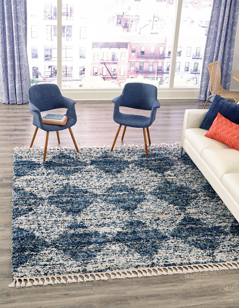 Tranquil Tides Shag Collection Area Rug - Pebble Square Blue lifestyle 62