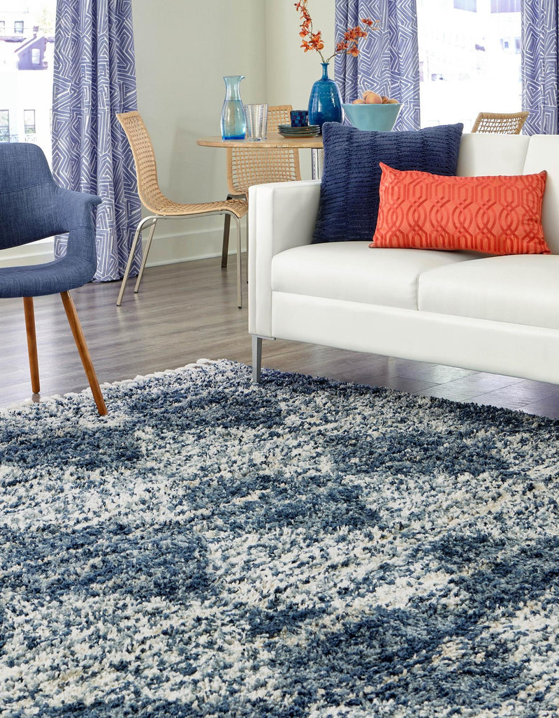 Tranquil Tides Shag Collection Area Rug - Pebble Square Blue lifestyle 78