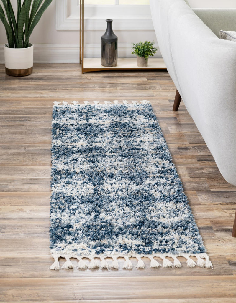 Tranquil Tides Shag Collection Area Rug - Pebble Runner Blue lifestyle 64