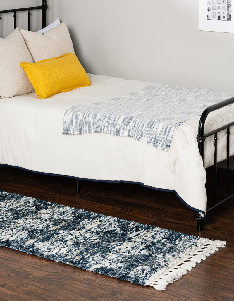 Tranquil Tides Shag Collection Area Rug - Pebble Runner Blue lifestyle 87