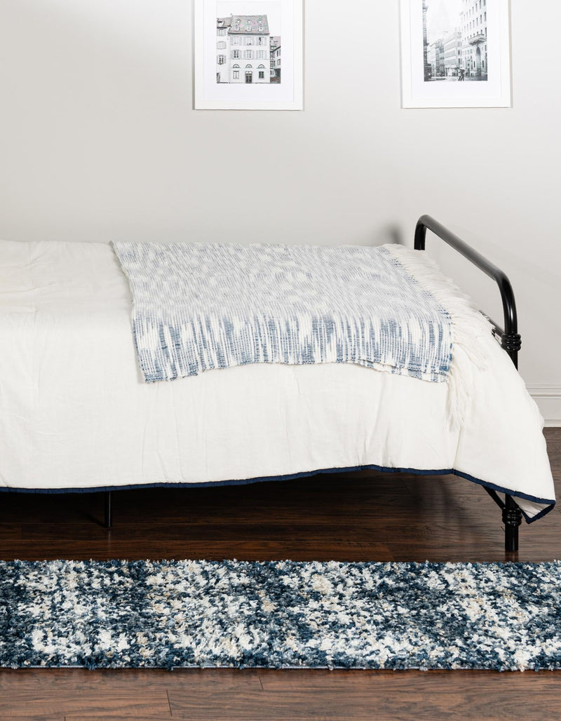 Tranquil Tides Shag Collection Area Rug - Pebble Runner Blue lifestyle 88