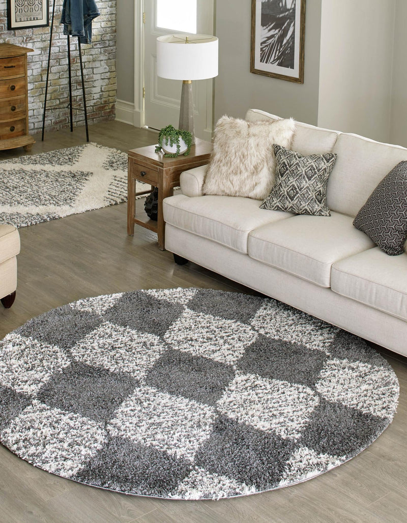 Tranquil Tides Shag Collection Area Rug - Pebble Round Gray lifestyle 65