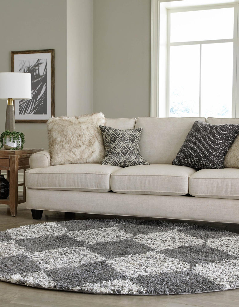 Tranquil Tides Shag Collection Area Rug - Pebble Round Gray lifestyle 81