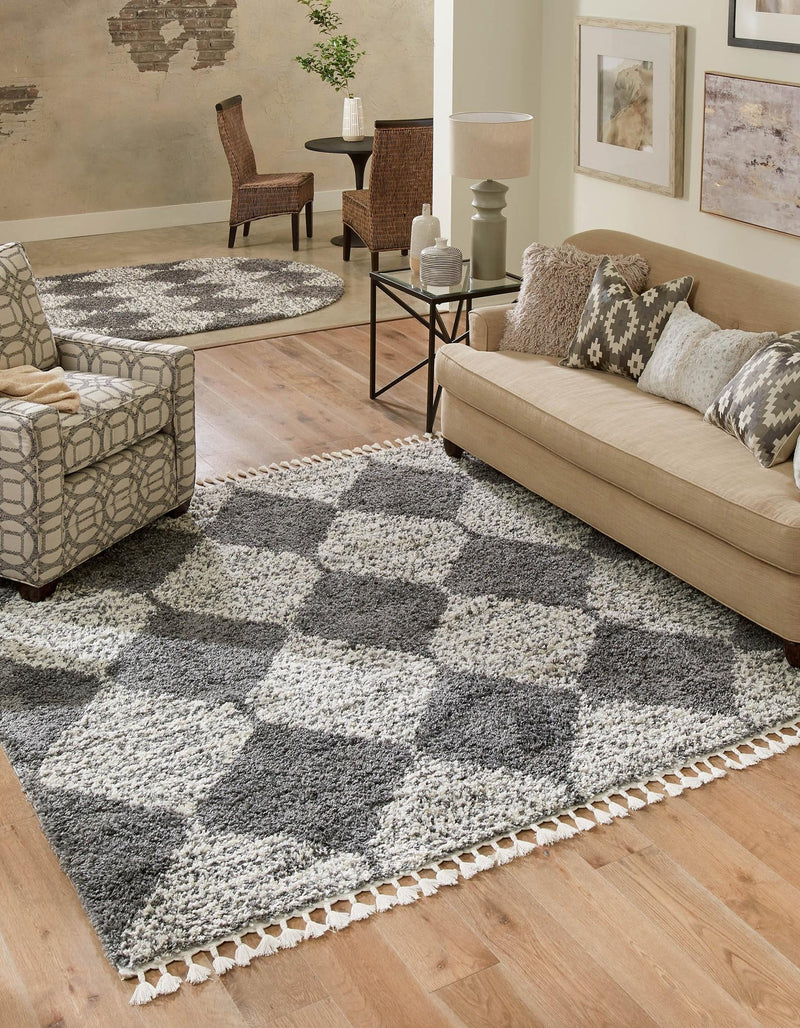 Tranquil Tides Shag Collection Area Rug - Pebble Square Gray lifestyle 47