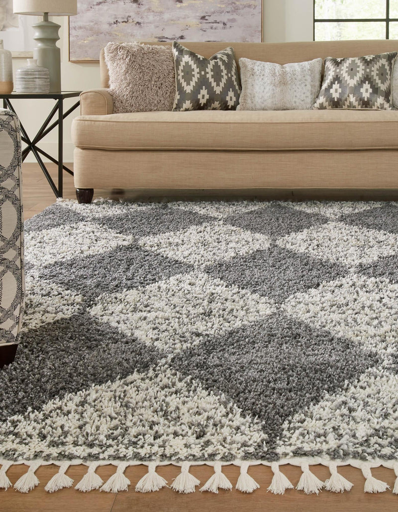Tranquil Tides Shag Collection Area Rug - Pebble Square Gray lifestyle 54