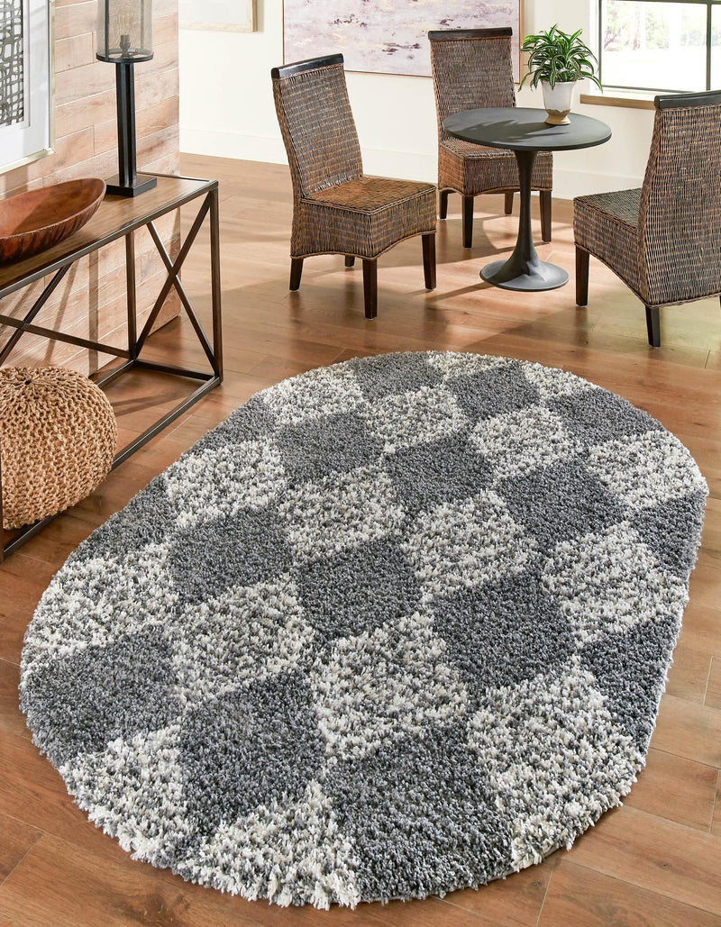 Tranquil Tides Shag Collection Area Rug - Pebble Oval Gray lifestyle 66