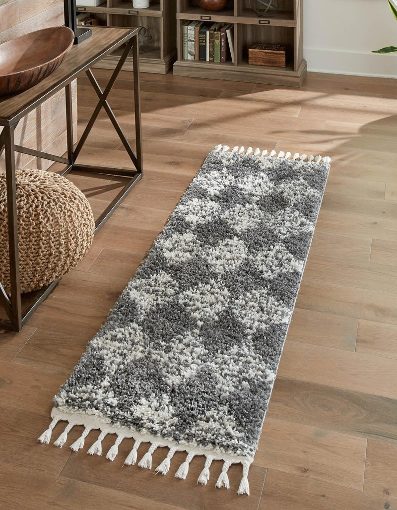 Tranquil Tides Shag Collection Area Rug - Pebble Runner Gray lifestyle 48