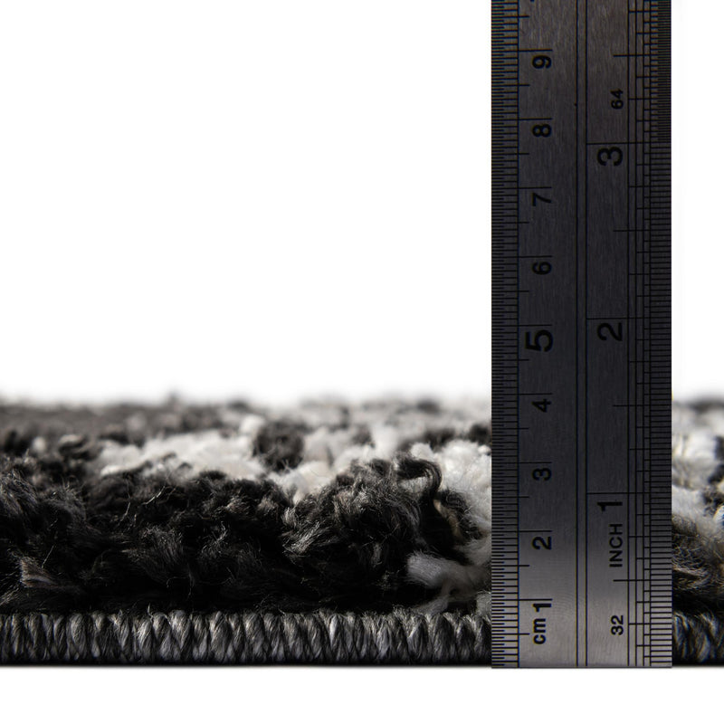Tranquil Tides Shag Collection Area Rug - Pebble Rectangle Black and White lifestyle 16
