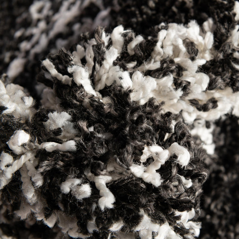 Tranquil Tides Shag Collection Area Rug - Pebble Rectangle Black and White lifestyle 28