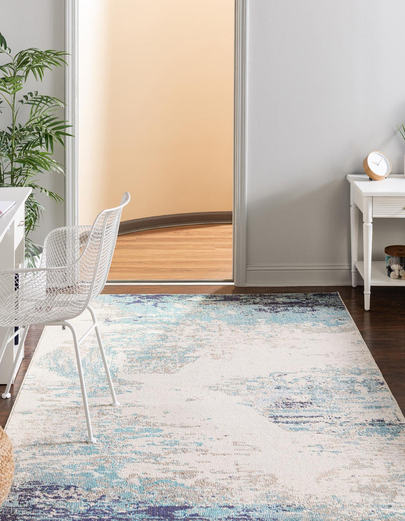Colorburst Oasis Collection Area Rug - Tropic Rectangle Blue lifestyle 3