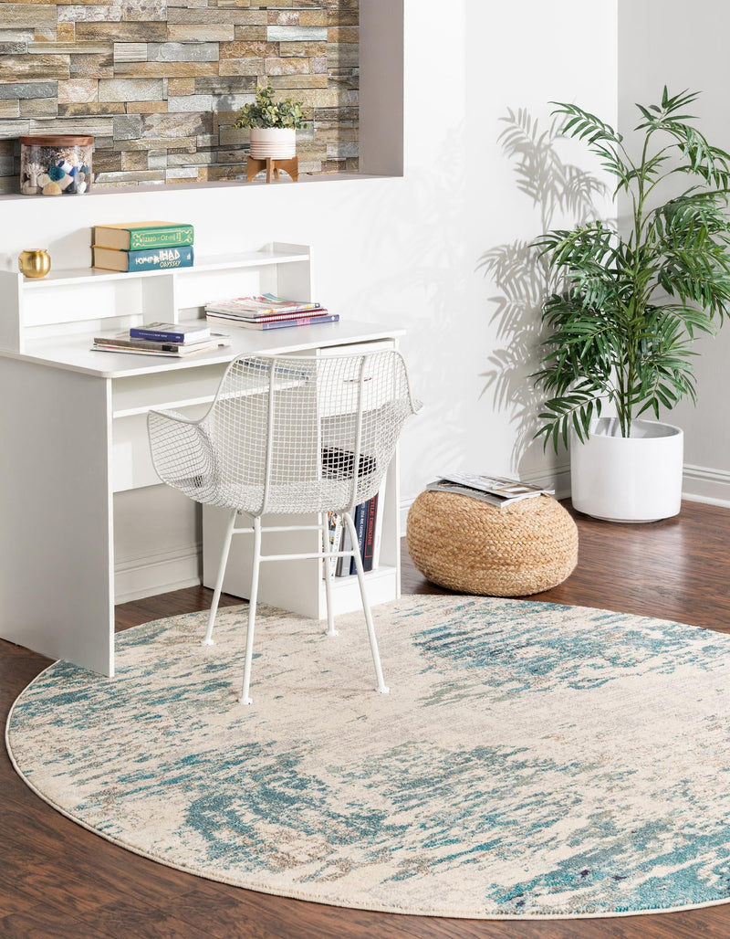 Colorburst Oasis Collection Area Rug - Tropic Round Blue lifestyle 15