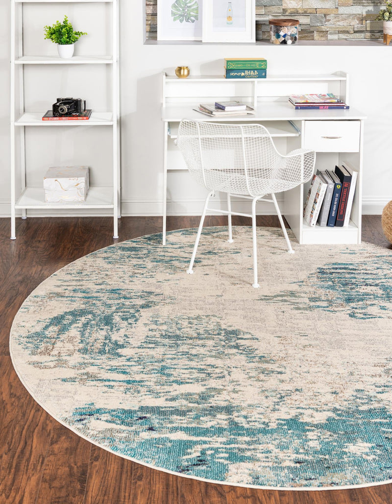 Colorburst Oasis Collection Area Rug - Tropic Round Blue lifestyle 20