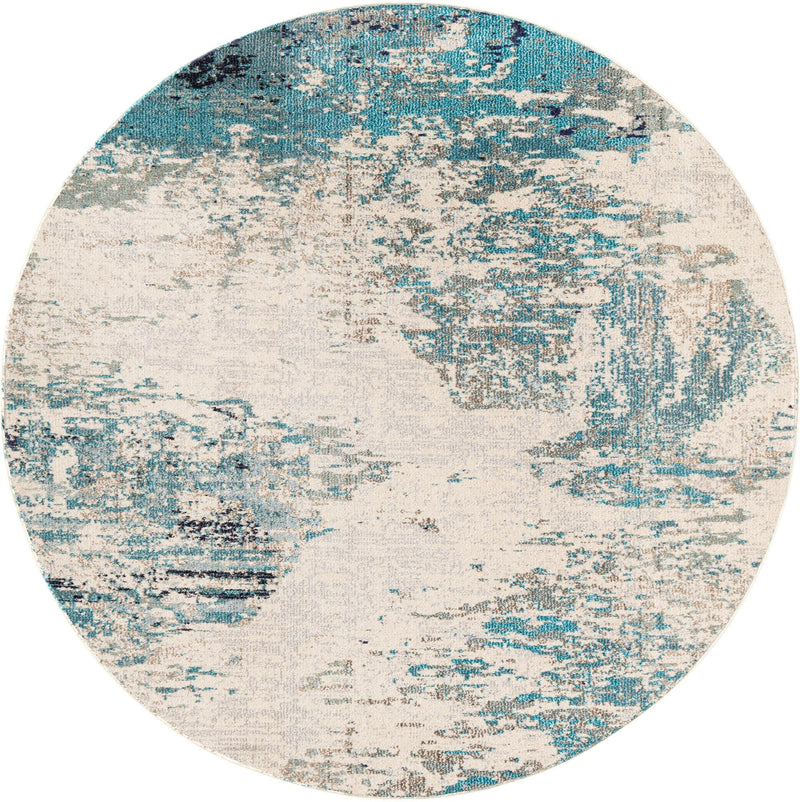 Colorburst Oasis Collection Area Rug - Tropic Round Blue lifestyle 10