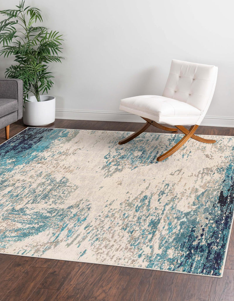 Colorburst Oasis Collection Area Rug - Tropic Square Blue lifestyle 16