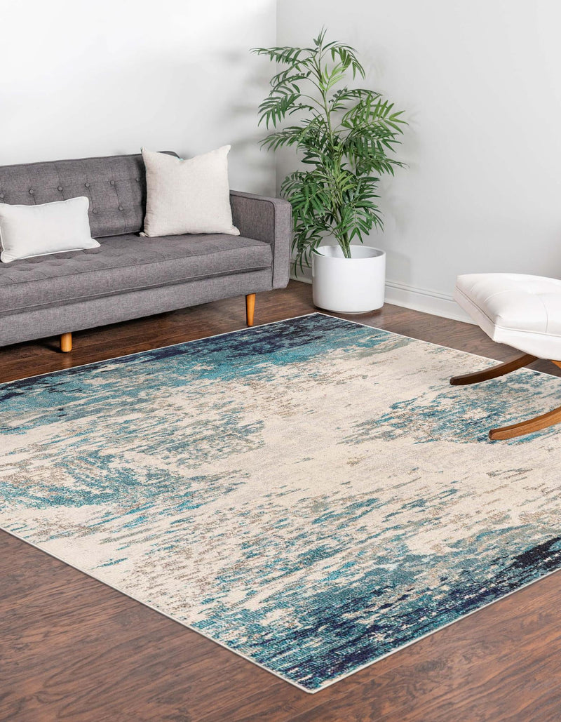 Colorburst Oasis Collection Area Rug - Tropic Square Blue lifestyle 21