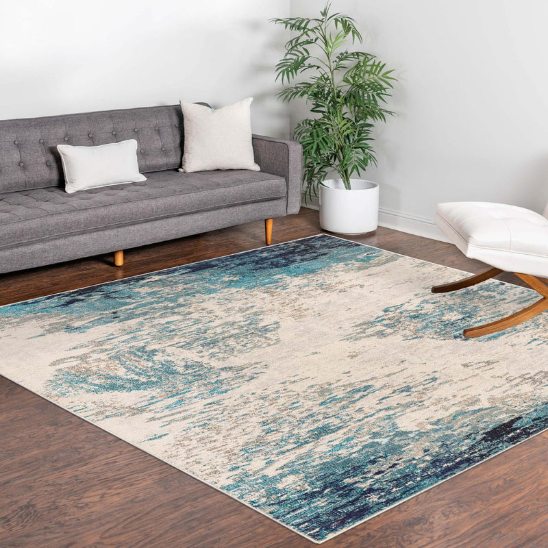 Colorburst Oasis Collection Area Rug - Tropic Square Blue lifestyle 51