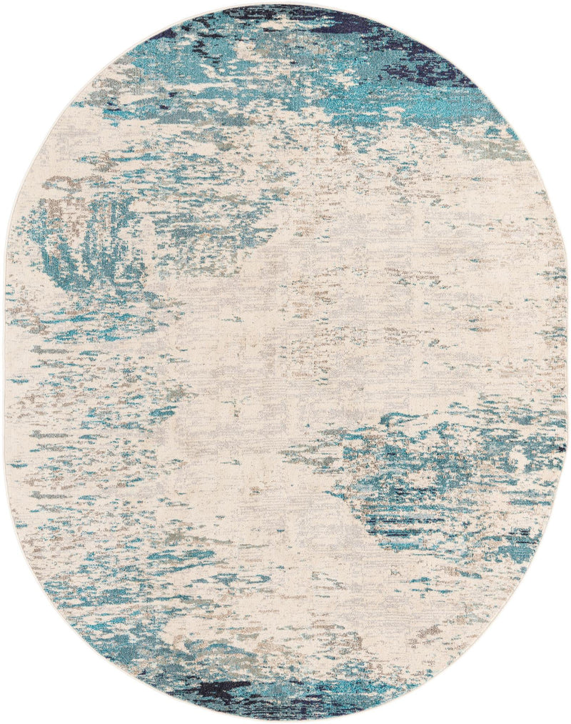 Colorburst Oasis Collection Area Rug - Tropic Oval Blue lifestyle 12