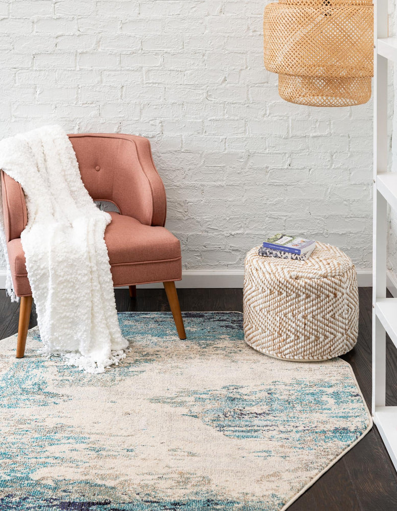 Colorburst Oasis Collection Area Rug - Tropic Octagon Blue lifestyle 23