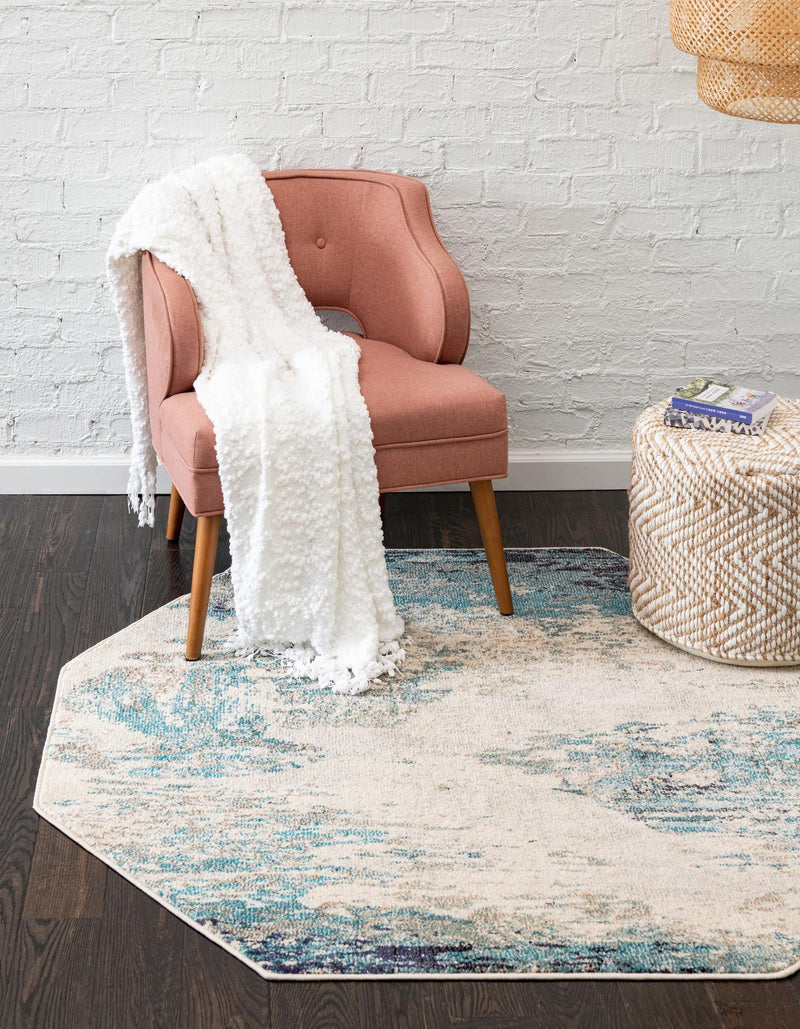 Colorburst Oasis Collection Area Rug - Tropic Octagon Blue lifestyle 25
