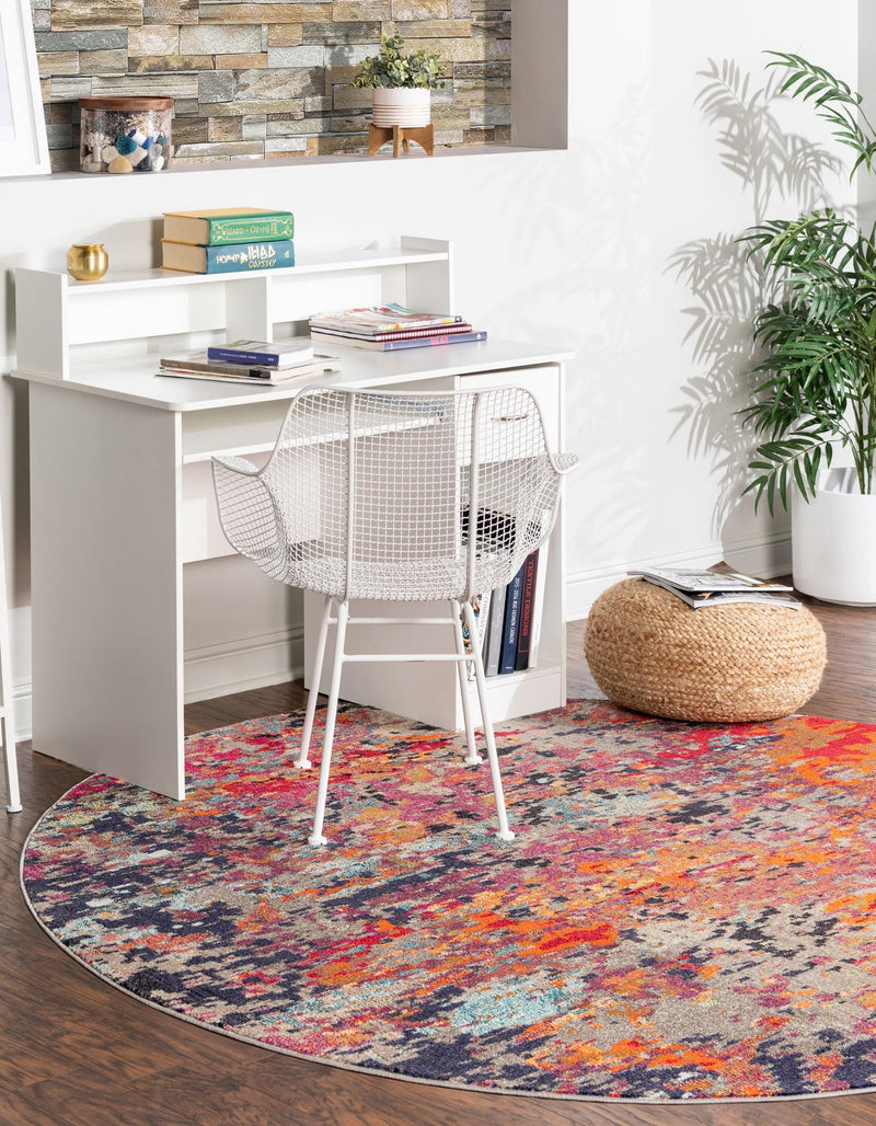Colorburst Oasis Collection Area Rug - Prism Round Multi lifestyle 19