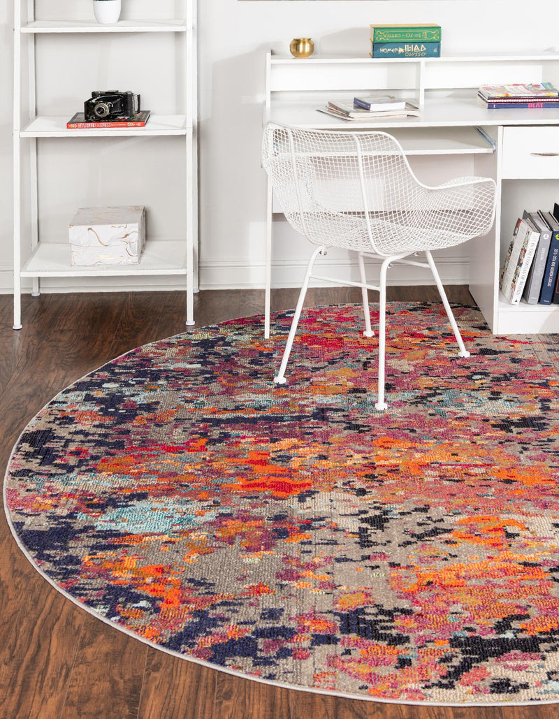 Colorburst Oasis Collection Area Rug - Prism Round Multi lifestyle 24