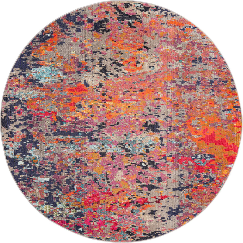 Colorburst Oasis Collection Area Rug - Prism Round Multi lifestyle 14
