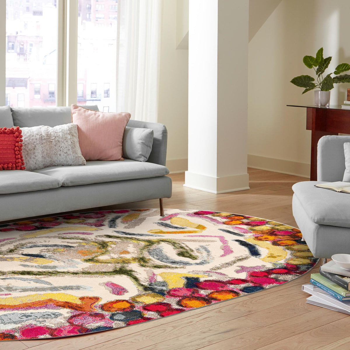 Colorburst Oasis Collection Area Rug - Calypso Oval Multi lifestyle 78
