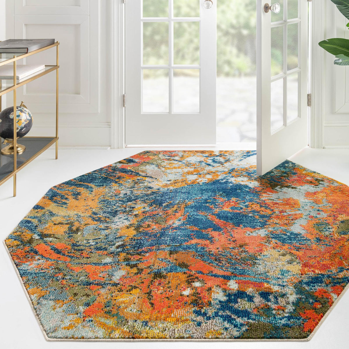 Colorburst Oasis Collection Area Rug - Chroma Octagon Multi lifestyle 90