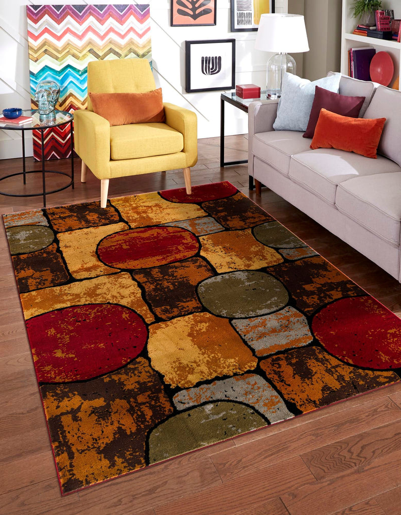 Bistro Lounge Collection Area Rug - Cappuccino Rectangle Multi lifestyle 2