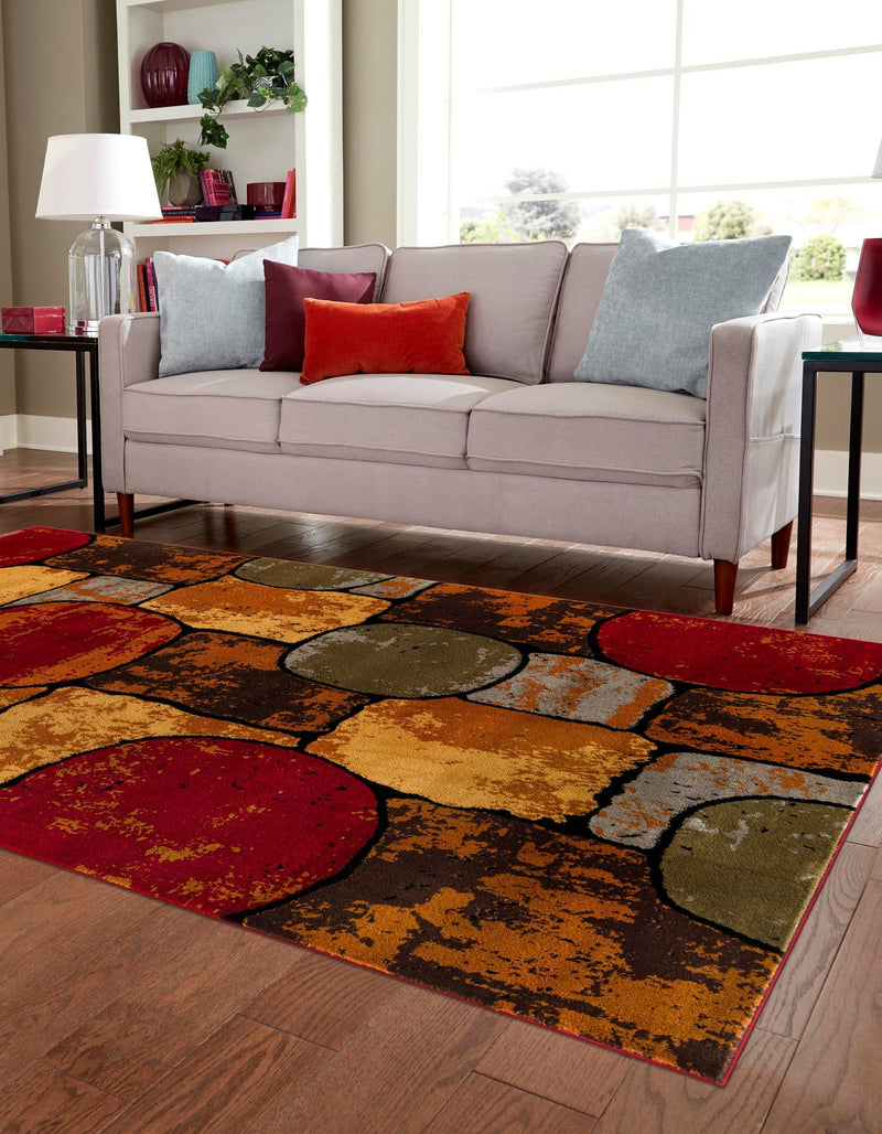 Bistro Lounge Collection Area Rug - Cappuccino Rectangle Multi lifestyle 3