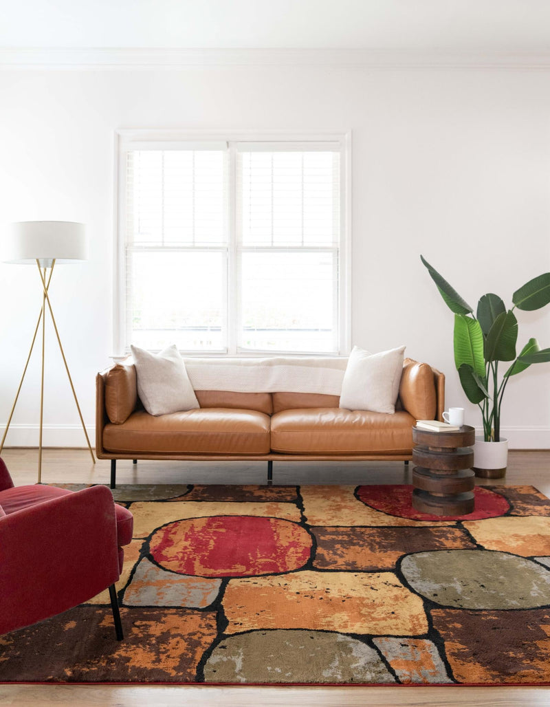 Bistro Lounge Collection Area Rug - Cappuccino Rectangle Multi lifestyle 4