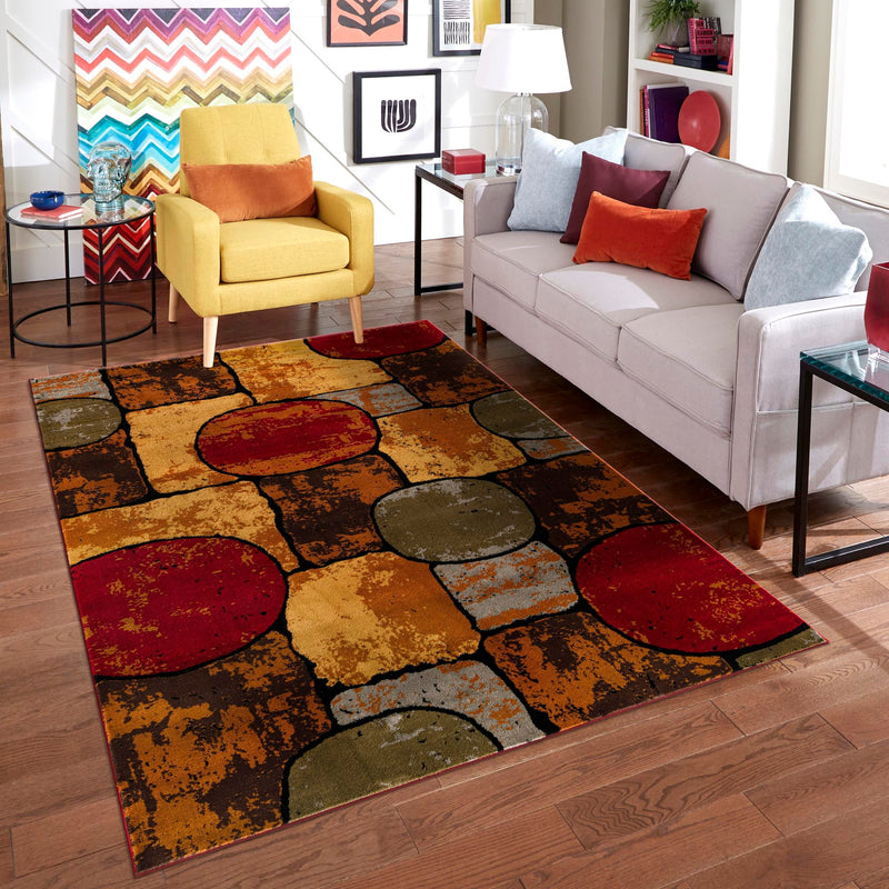 Bistro Lounge Collection Area Rug - Cappuccino Rectangle Multi lifestyle 16