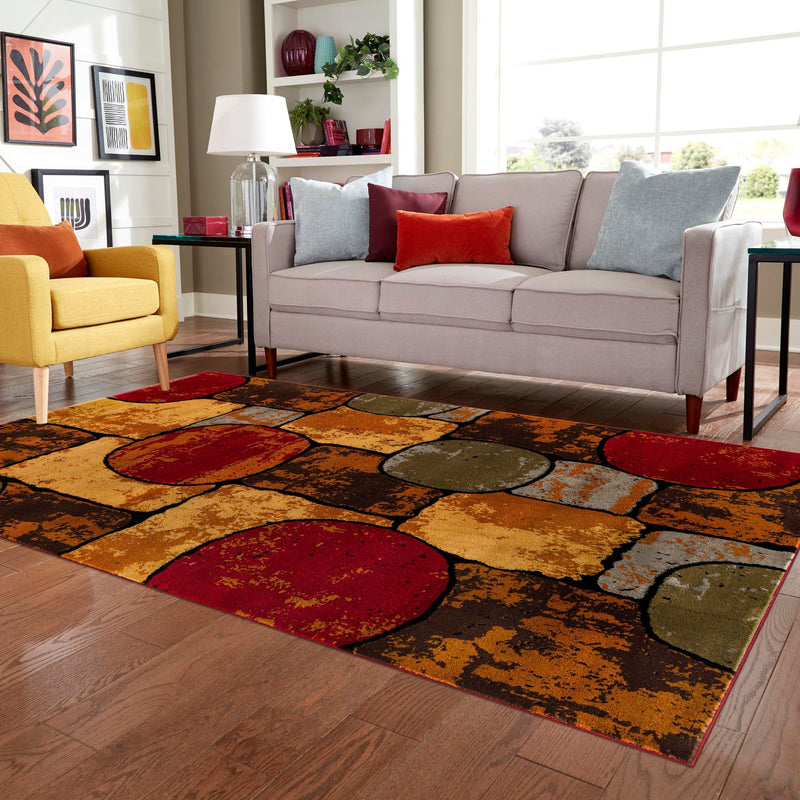 Bistro Lounge Collection Area Rug - Cappuccino Rectangle Multi lifestyle 17